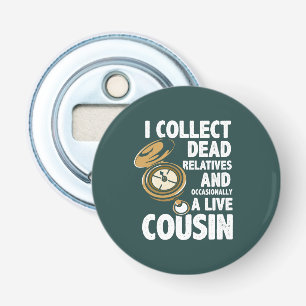 Verzamel dode familieleden genealoog historicus button flesopener