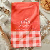 Verzamel Herfst Koraal & Witte Buffel Check Theedoek