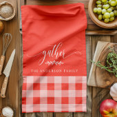 Verzamel Herfst Koraal & Witte Buffel Check Theedoek