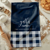 Verzamel Herfst Navy & White Buffalo Check Theedoek