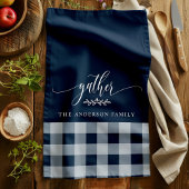 Verzamel Herfst Navy & White Buffalo Check Theedoek