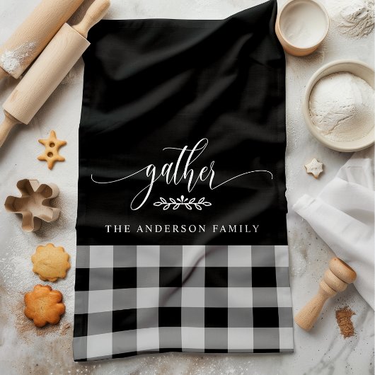 Verzamel Herfst Zwart & Wit Buffalo Check Theedoek