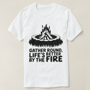 Verzamel rond kampvuur wildernis camping kunstwerk t-shirt