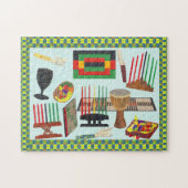 Verzamel "Round Kwanzaa Creations Symbols Puzzle Legpuzzel (Horizontaal)