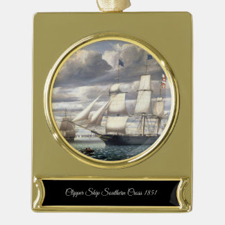 Verzamelbare Clipper Schip Zuiderkruis 1851 Verguld Banner Ornament