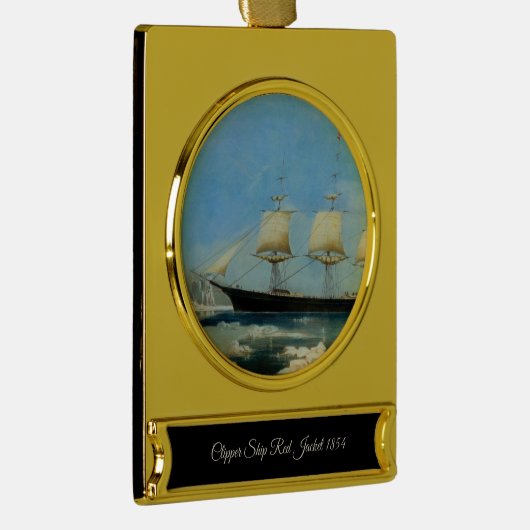 Verzamelbare Clipper Ship rode jas Verguld Banner Ornament (Rechts)