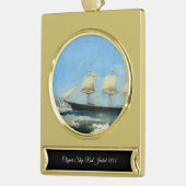 Verzamelbare Clipper Ship rode jas Verguld Banner Ornament (Links)