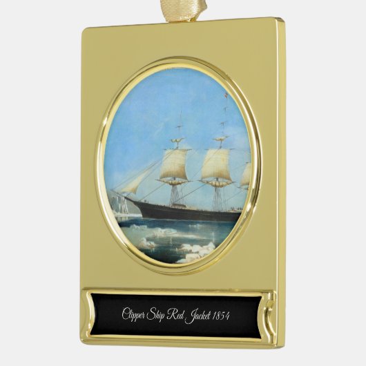 Verzamelbare Clipper Ship rode jas Verguld Banner Ornament (Links)