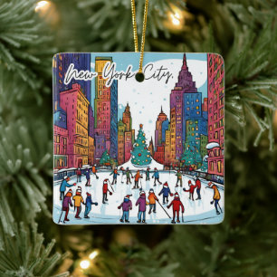 Verzamelbare Funky City Magnet - NYC Kersttijd Keramisch Ornament