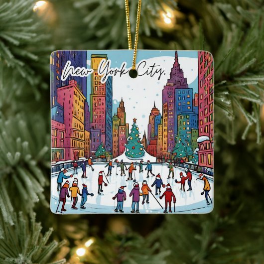 Verzamelbare Funky City Magnet - NYC Kersttijd Keramisch Ornament (Boom)