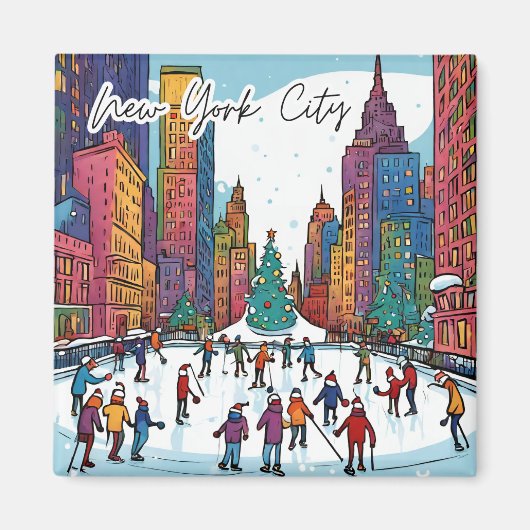 Verzamelbare Funky City Magnet - NYC Kersttijd Magneet (Voorkant)