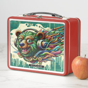 Verzamelbare Kleurrijke Beer Lunch Box Art