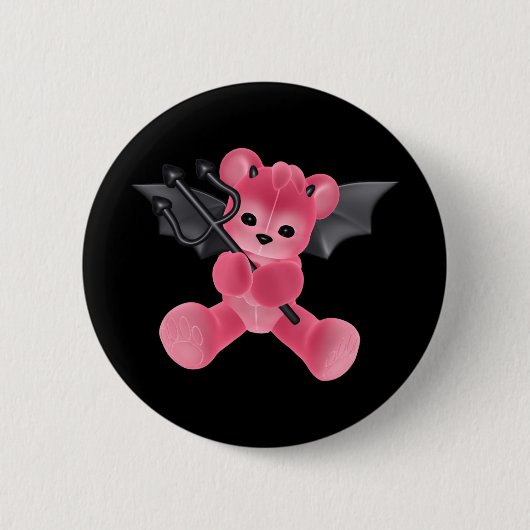 Verzamelbare kunst & Devil Teddy Bear (beer 5) Ronde Button 5,7 Cm (Voorkant)