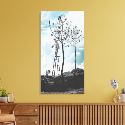 Verzamelen van dennenappels canvas afdruk (Insitu (Woonkamer))