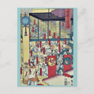 Verzamelen van goden in Izumo door Utagawa, Sadahi Briefkaart