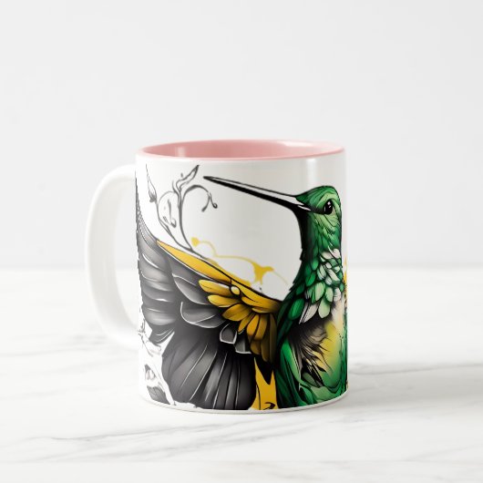 Verzameling Cute Hummingbird voor de Keuken Tweekleurige Koffiemok (Voorkant links)