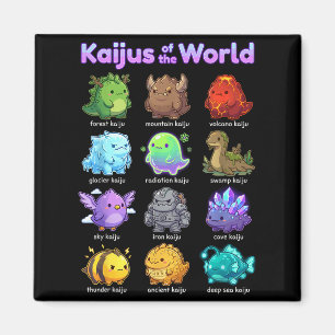 Verzameling Cute Mythisch Beest Kawaii Kaiju Karak Magneet