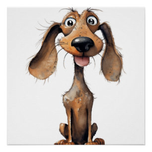 Verzameling kunst van schattige cartoon-hondenrass perfect poster