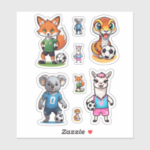 Verzameling Mooie Dieren die Voetbal Spelen  Sticker