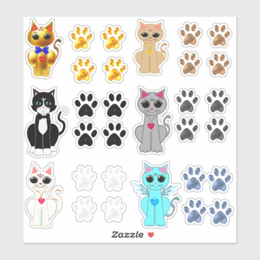 Verzameling van Kitty katten & poten Sticker (Vel)