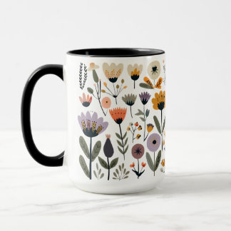 Verzameling van vectorbloemen mok