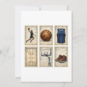 Verzameling Vintage Basketbalzegels Sport Kaart