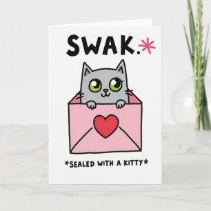 Verzegeld Met Een Katten Liefdeskaart Kaart