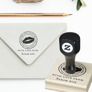 Verzegeld met een Kiss Lip Print Custom Rubber Sta Rubberstempel