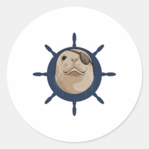 Verzegeling met scheepsroer ronde sticker