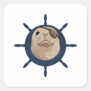 Verzegeling met scheepsroer vierkante sticker