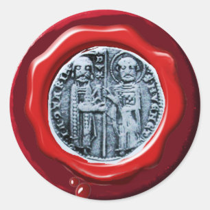 VERZEGELING VAN DE KNIGHTS TEMPLAR Red wax seal Ronde Sticker