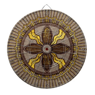 Verzegeling van shamash - Hout gebrand met goudacc Dartbord