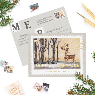 Verzegelstempel voor het bos met kerst folie feestdagen briefkaart