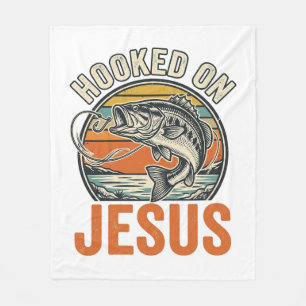 Verzeild in Jezus Vintage Bass Vissen Geloof Fleece Deken