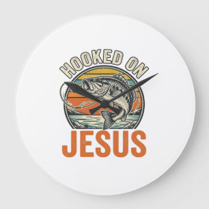 Verzeild in Jezus Vintage Bass Vissen Geloof Grote Klok