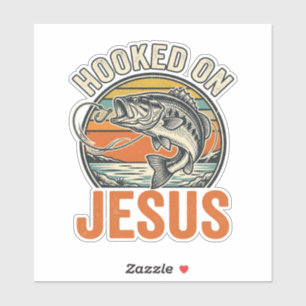 Verzeild in Jezus Vintage Bass Vissen Geloof Sticker