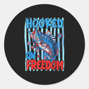 Verzeild in vrijheid 4 juli vissen patriottische b ronde sticker