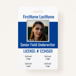 Verzekeringsagent badge Voorzijde &Achterblauw 4lo