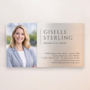 Verzekeringsagent Foto Geborsteld Metaal Visitekaartje