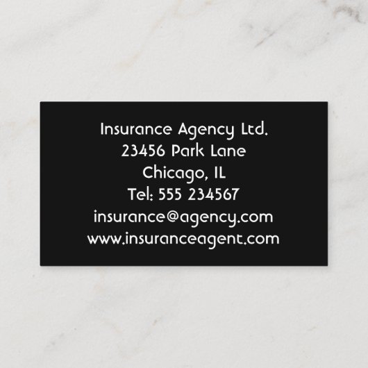Verzekeringsagentschap: eigenaar of verzekeringsma visitekaartje (Achterkant)