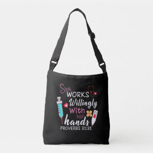 Verzekeringscadeau Zij werkt willens en wetens Crossbody Tas