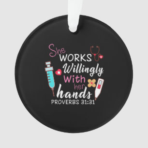 Verzekeringscadeau   Zij werkt willens en wetens Ornament