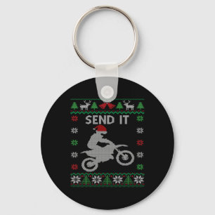Verzend het vuile bike Riding Santa Motocross Ugly Sleutelhanger