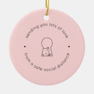 Verzenden Liefde Sociale Afstand Roze Schattige Ka Keramisch Ornament