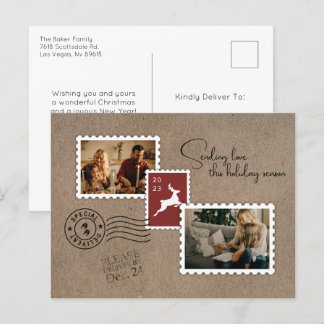 Verzenden Liefde Twee Foto Feestdagenkaart