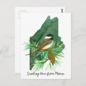 Verzenden Love Maine Chickadee Pinecone Tassel Briefkaart (Voorkant / Achterkant)