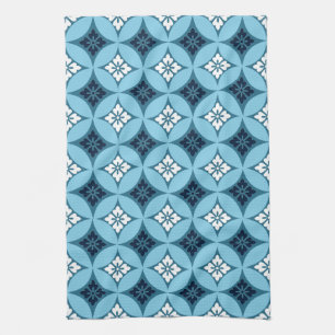 Verzenden met ventilator, blauw en wit theedoek