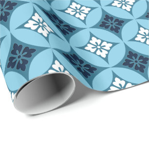 Verzenden met ventilatormotif, blauw en wit cadeaupapier