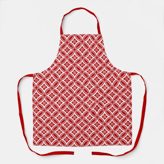 Verzenden met ventilatormotif, rood en wit schort (Voorkant)