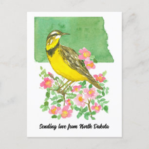 Verzenden van Liefde North Dakota Meadowlark Rozen Briefkaart